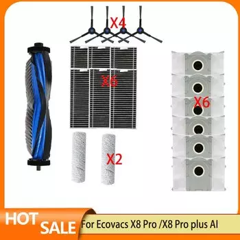 Ecovacs X8 Pro Omni Аксессуары Запчасти Основный ролик Боковая щетка Hepa Фильтр Ролик Швабра Ткань Мешок для пыли