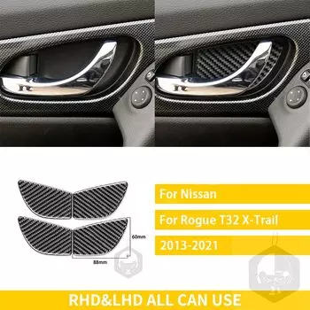 Аксессуары для Nissan X-Trail Rogue T32 2013-2021, внутренняя дверь автомобиля из углеродного волокна, чаша, оконная отделка, наклейка, украшение