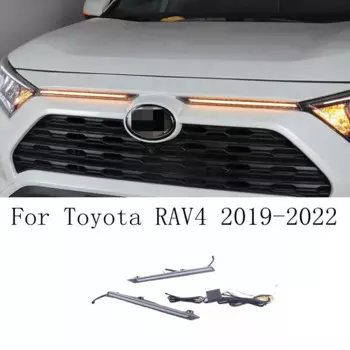 Аксессуары для Toyota RAV4 2019 2020 2021 2022, светодиодные дневные ходовые огни, декоративный светильник для крышки двигателя автомобиля, указатель поворота