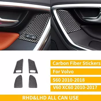 Аксессуары для Volvo S60 V60 XC60 2010-2018 полный комплект из углеродного волокна для интерьера Защитная крышка стикер автостайлинг