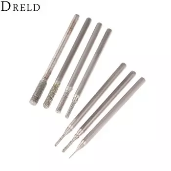 Аксессуары DRELD для Dremel, 7 шт., цилиндрическая алмазная шлифовальная головка с хвостовиком 2,35 мм, Нефритовая Янтарная резьба, инструменты для полировки и гравировки