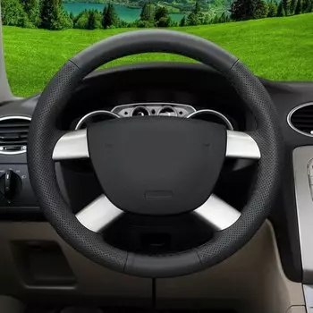Аксессуары, накладка из натуральной кожи, чехол на руль автомобиля для Ford Focus 2 C-MAX KUGA 2005 2006 2007 2008 2009 2010