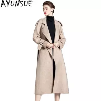 AYUNSUE 90% шерстяные Пальто для женщин 2024 модное корейское длинное Пальто осень зима женская одежда кашемировая куртка