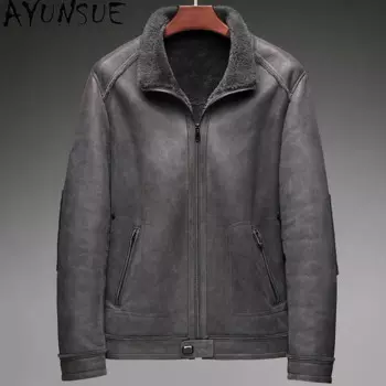 AYUNSUE натуральная овчина меховое пальто 2024 зимняя куртка мужские меховые куртки пальто модная куртка из натуральной кожи мужская одежда