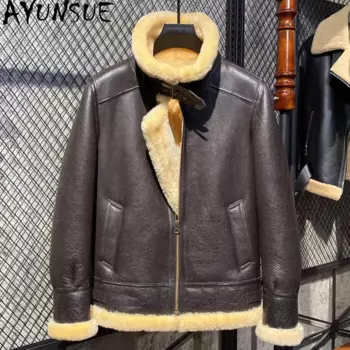 AYUNSUE натуральная овчина меховое пальто 2024 зимняя куртка мужские меховые куртки пальто модная куртка из натуральной кожи мужская одежда