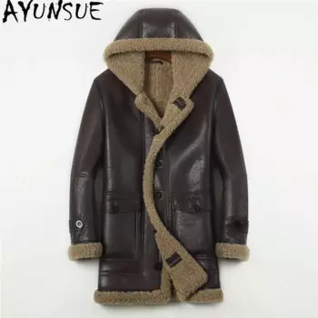 AYUNSUE, натуральная овчина, шерстяное пальто 2024, зимняя мужская куртка, Мужская одежда