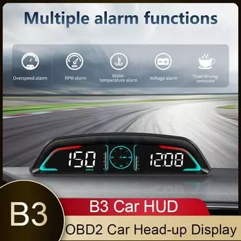 B3 Автомобильный проекционный дисплей OBD Hud Display Аксессуары для автомобиля Авто электроника Универсальный цифровой сигнал о вождении Сигнализация превышения скорости