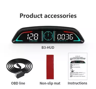 B3 Проекционный дисплей OBD2 Smart Car HUD Цифровой спидометр Охранная сигнализация Об/мин Температура воды Тахометр Часы Автомобильный заказ