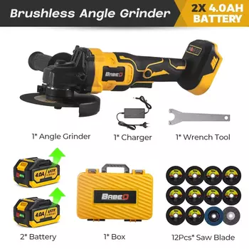 BABEQ Бесщеточная угловая шлифовальная машина 125 мм желтый+черный