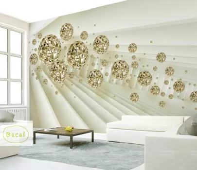 Bacal современные золотые геометрические обои 3d настенные Стикеры для гостиной ТВ фоновые обои роспись 5D Настенный декор papel de pared