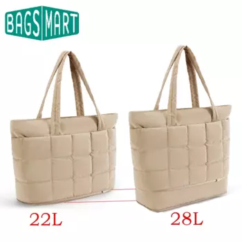 BAGSMART Расширяемая стеганая сумка-тоут из полиэстера