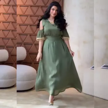 Бальное Джерси с бахромой для встречи выпускников, ТРАПЕЦИЕВИДНОЕ ПЛАТЬЕ С V-образным вырезом на заказ, Повседневное платье миди es