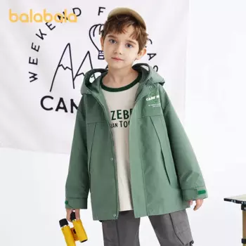 Balabala детская куртка для мальчиков, Весенняя большая ветрозащитная модная простая крутая модная куртка с капюшоном