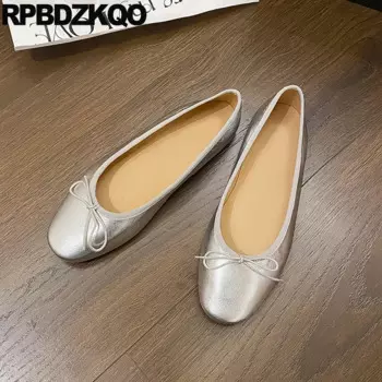 Балетки женские из натуральной коровьей кожи, с круглым носком, без застежки