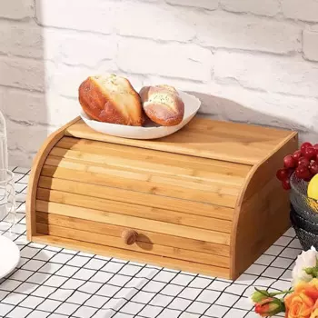 Бамбуковая коробка для хлеба с откидной крышкой-многоразовый квадратный Кухонный Контейнер для хлеба, тостов, держатель для хлеба в виде фруктов