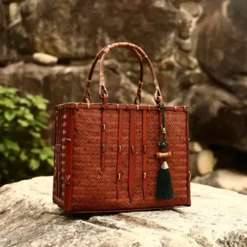 Бамбуковое плетение для старых сумок ручной работы, органайзер для хранения литературной молодежной чайной церемонии, японская Сумочка, женская сумка