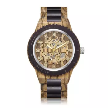 Бамбуковые автоматические механические часы с полым деревянным ремешком Orologio, мужские деревянные часы со скелетом, мужские деловые часы Hombre Relogio Masculino
