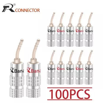 100 шт. 2 мм Банановый штекер позолоченный кабель для динамика булавка с ангельским проводом винты с замком коннектор для музыкального Hi-Fi аудио разъем