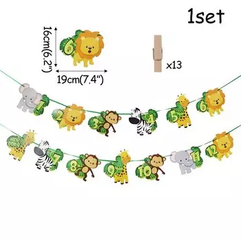 Баннер "Мой первый год" с животными джунглей