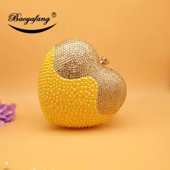 BaoYaFang женская свадебная сумка, вечерние сумочки с сердцем, клатчи на каждый день, золотые жемчужные сумочки, вечерняя сумка