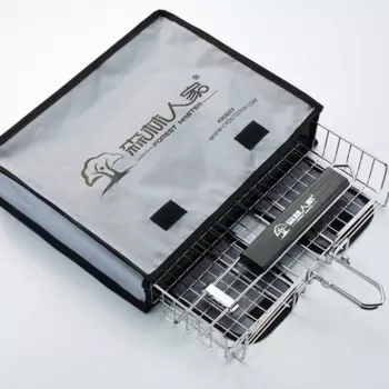 Складная корзина для барбекю с деревянной ручкой