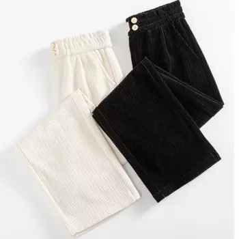 Бархатные утепленные женские брюки Shenier с широкими штанинами женские прямые повседневные вельветовые брюки с высокой талией для осени и зимы