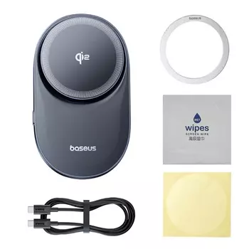 Baseus 15 Вт Магнитная беспроводная зарядка Автомобильный держатель Qi2 Быстрая беспроводная зарядка Встроенный уровень ПК Вентилятор охлаждения Версия для выпуска воздуха