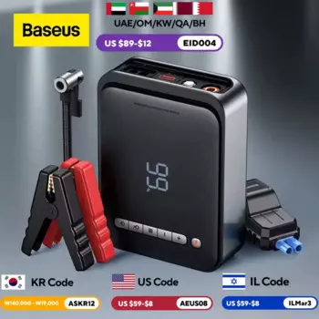 Baseus 2 в 1, автомобильный стартер, автомобильный беспроводной насос для накачивания шин, воздушный компрессор, внешний аккумулятор, питьевая батарея 1000 А, быстрая зарядка