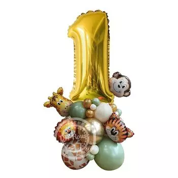 Башня воздушных шаров с дикими животными для сафари