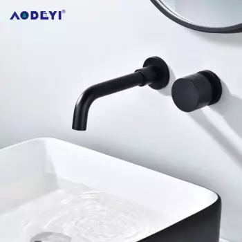 Смеситель для раковины AODEYI настенный латунный матовый черный