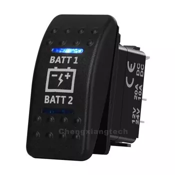 Батарея BATT1 BATT2 переключатель ВКЛ-ВЫКЛ DPDT синий светодиод 7 контактов 3 позиции 12 В 20 а автомобильный лодочный переключатель водонепроницаемый IP68
