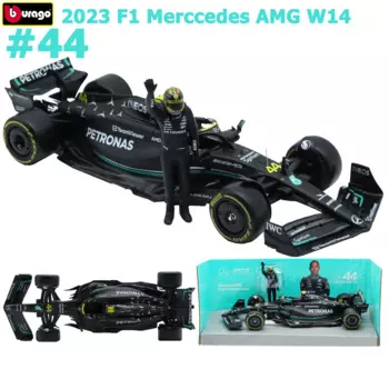 Bburago 1/24 2023 Mercede AMG W14 F1 гоночный водитель Гамильтон кукла литая под давлением автомобиль F1 Игрушечная модель автомобиля для взрослых