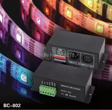 BC-802-2801 светодиодный декодер DMX DMX512 декодер DC5-24V привода IC WS2801 WS2803 Пиксельная Светодиодная лента, полноцветный контроллер