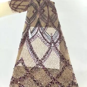 Ткань с вышивкой из бисера и пайетками, кружевная сетка для свадебного платья