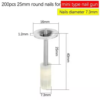 BEAMNOVA Круглые гвозди 7.3 мм 25 мм для мини-пистолета для гвоздей