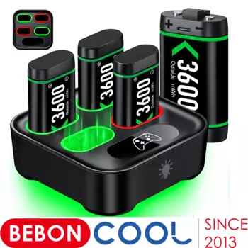 BEBONCOOL 4x3600 МВт-ч перезаряжаемые батареи для контроллера XBOX One S/X/Elite, зарядное устройство для геймпада XBOX серии X/S