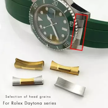 BEFIA, серебристые, золотые, черные, розовые, твердые изогнутые концевые звенья, 20 мм, 21 мм, только для Submariner GMT Daytona 116610, резиновый ремешок для часов