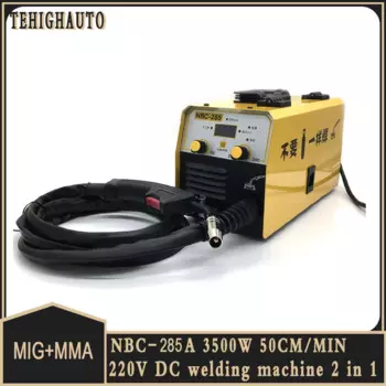 Бегазовые сварочные аппараты MIG, дуговая сварка 2 в 1, 3500 Вт, 285 А, 50 см/мин, полуавтоматическая сварочная машина с подачей проволоки, инверторный сварочный аппарат постоянного тока