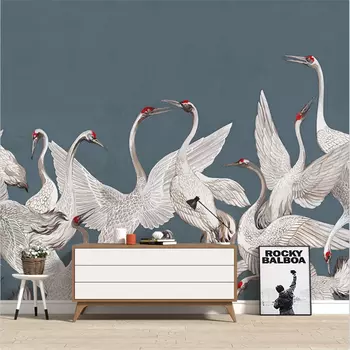 beibehang 3D красные обои с изображением журавлей