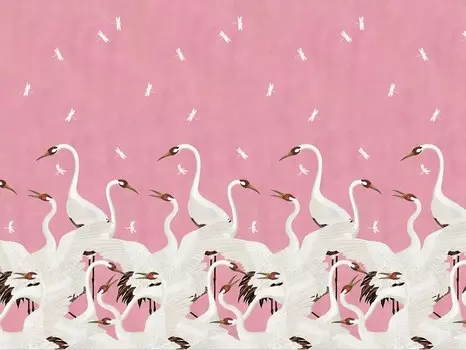 beibehang 3D обои из натуральных материалов синие красные журавли