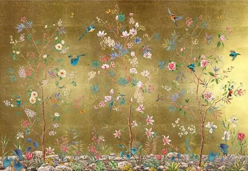 beibehang Настенные обои из шелковой ткани розовые цветы птицы