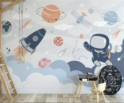 Beibehang новейшие скандинавские обои с ручной росписью Космос планета ракета мультфильм Динозавр фон для детской комнаты
