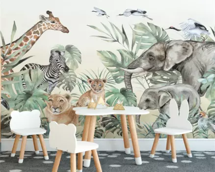 Beibehang обои на заказ, скандинавский лес, растение, животное, жираф, слон, экологичные детские обои