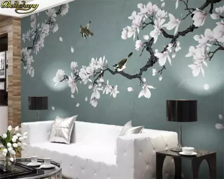 Beibehang пользовательские 3d обои фреска белая магнолия ручная роспись кистью цветы и птицы новые обои в китайском стиле