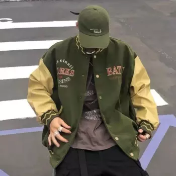 Бейсбольная куртка в стиле ретро для мужчин и женщин, новая коллекция осень-зима, модная куртка с вышивкой в американском стиле