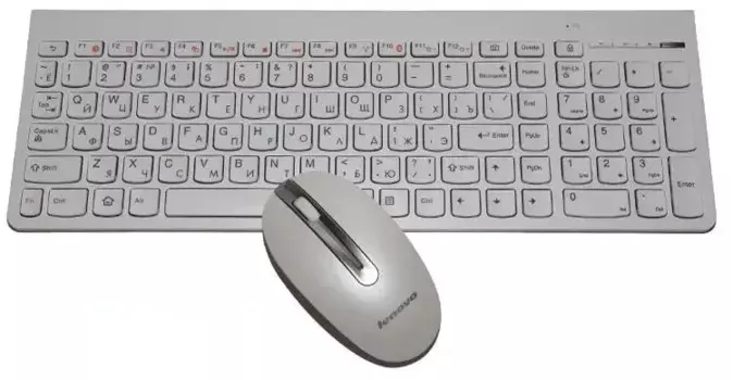Белая беспроводная клавиатура и мышь SK8861 для Lenovo home office Бесшумная Русская клавиатура