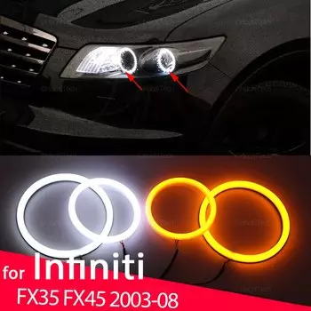 Белая и желтая хлопковая Smd лампа-кольцо для передних фар с ангельскими глазами для INFINITI FX35 FX45 2003-2008, аксессуары для автостайлинга