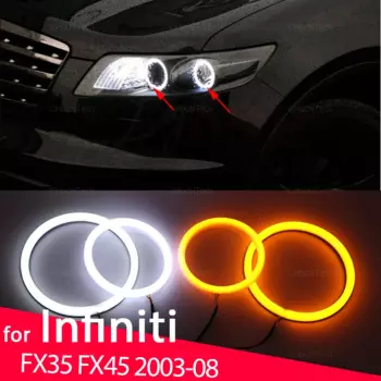Белая и желтая хлопковая Smd лампа-кольцо для передних фар с ангельскими глазами для INFINITI FX35 FX45 2003-2008, аксессуары для автостайлинга