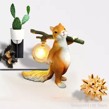 Белка настольные лампы Led смолы настольная лампа животное для детской комнаты, детский Ночной светильник в спальню Ночной светильник приспособления для домашнего декора
