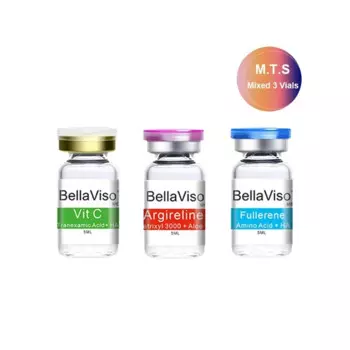BellaViso смешанная 3-флаковая эссенция для лица с витамином С, гексапептид, фуллерен MTS, отбеливающая кожу, сыворотка для лица против морщин, омоложения